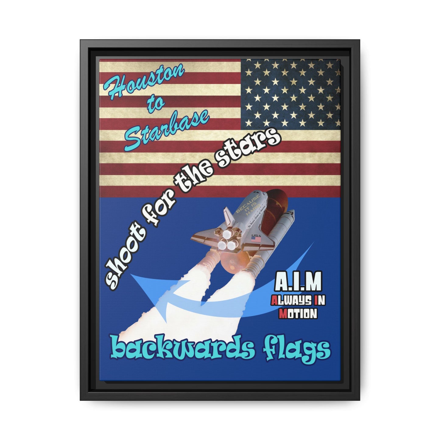 shoot for the stars - framed canvas art (dark blue)