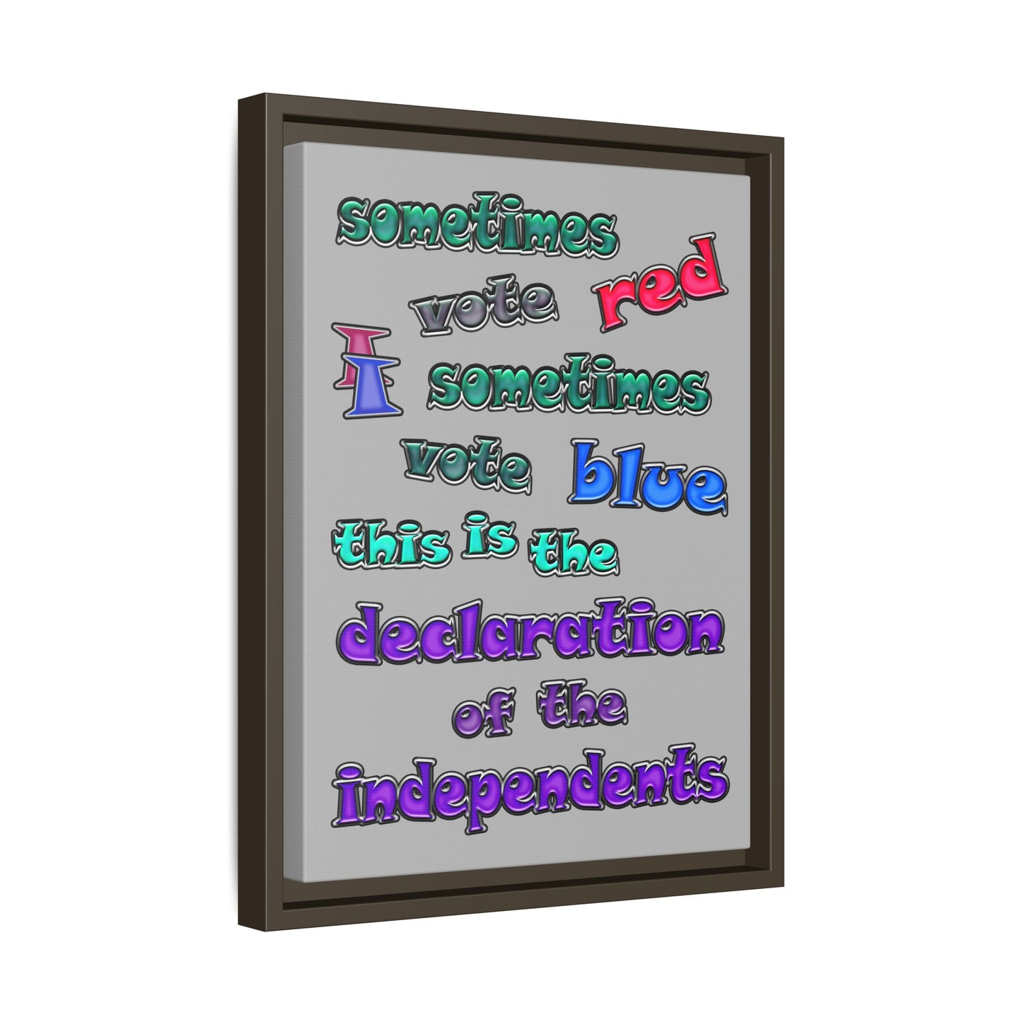 declaration of the independents - framed canvas art (light grey)