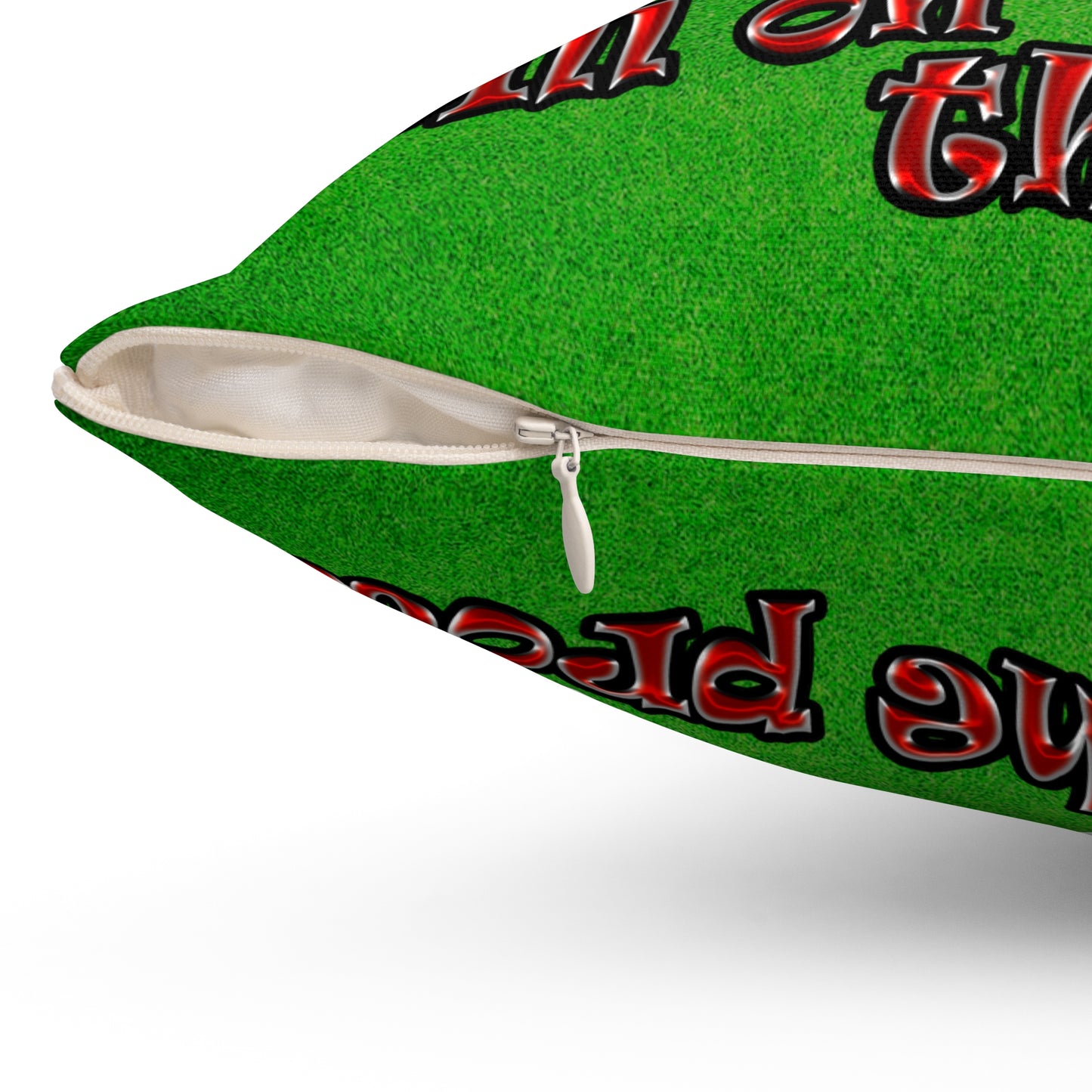 schrodinger's cat - Spun Polyester Square Pillow - (green turf)
