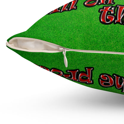 schrodinger's cat - Spun Polyester Square Pillow - (green turf)