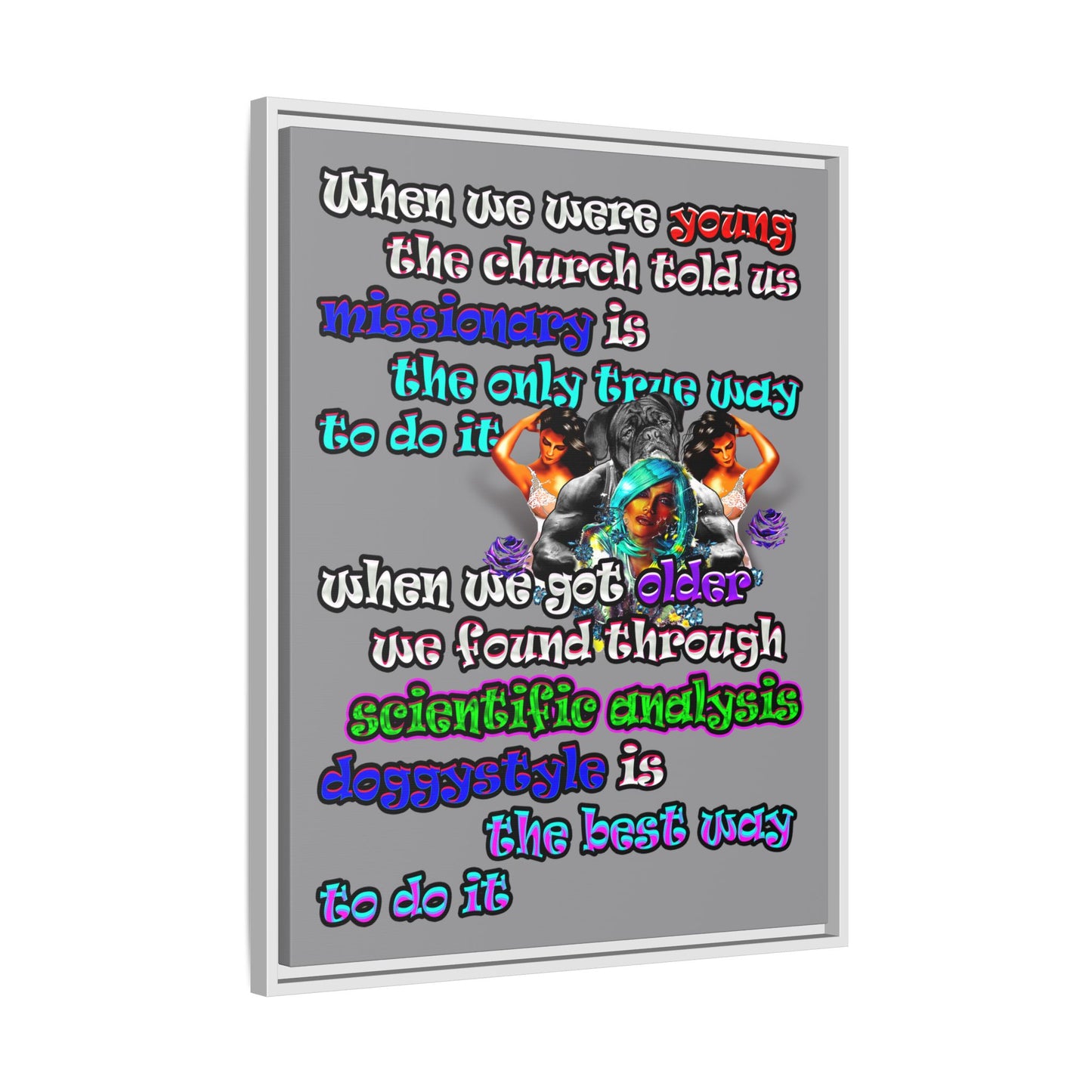 doggystyle - framed canvas art (grey)