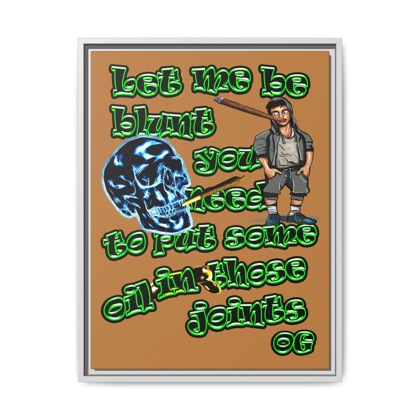 og - framed canvas art (light brown)