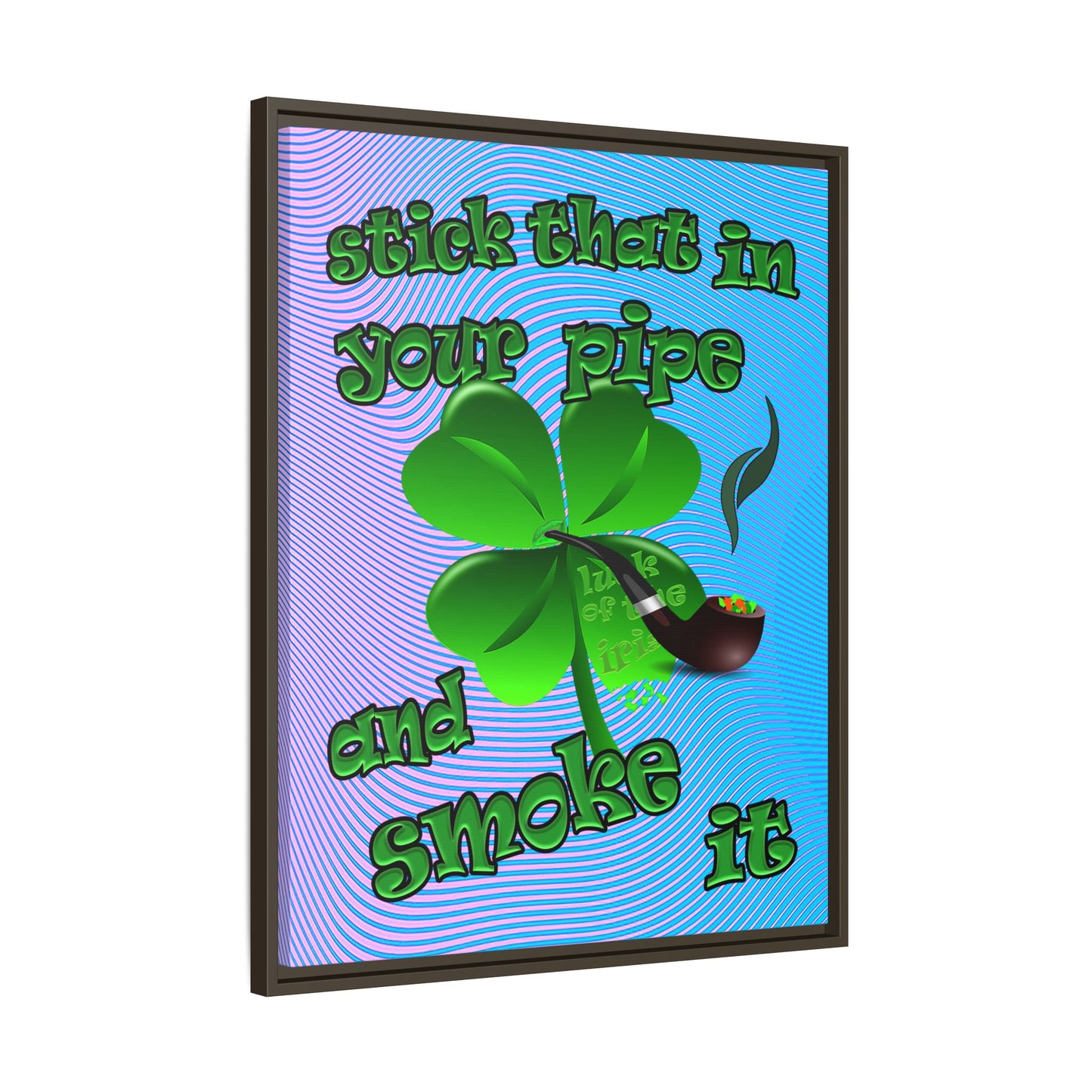 stick that in your pipe and smoke it - framed canvas art (light blue-purple wave)