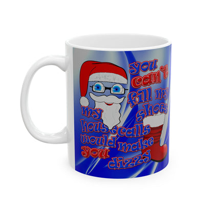 santa's shoes - White Mug (blue-white wave)