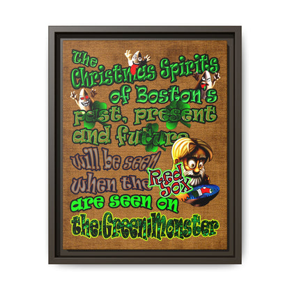 christmas spirits of boston - framed canvas art (brown papyrus)