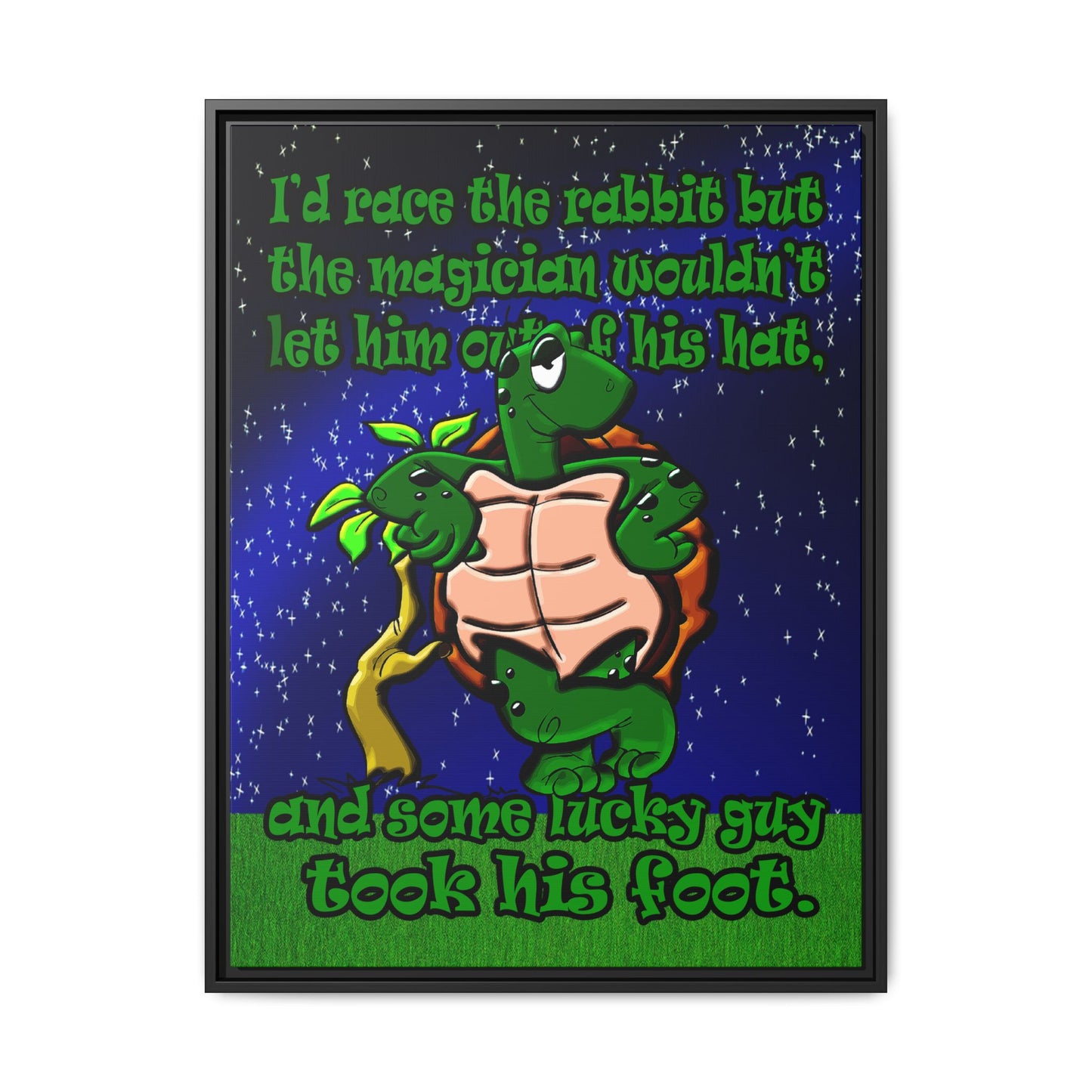 turtle race - framed canvas art ('snoops' background)