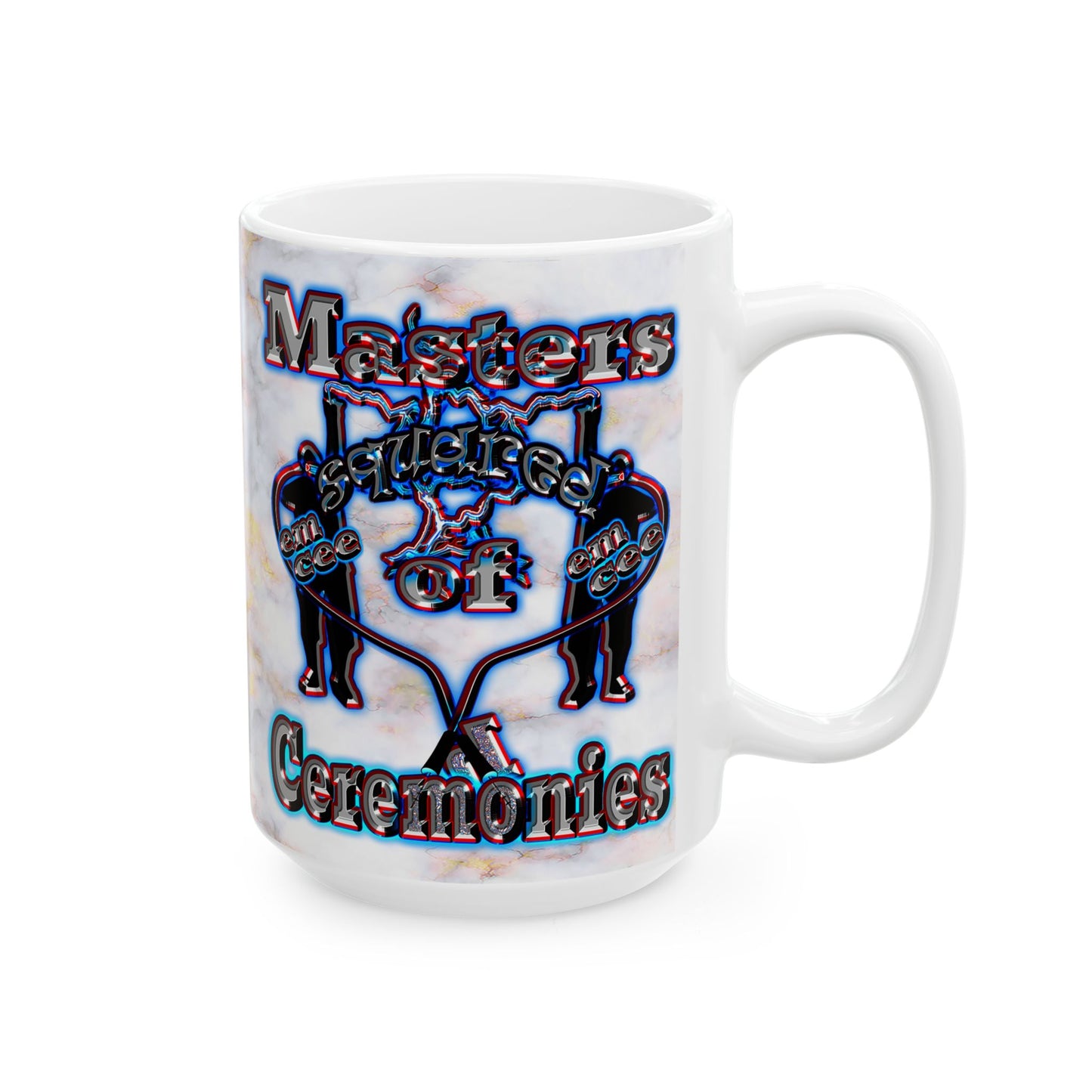 em cee squared - White Mug (white marble)