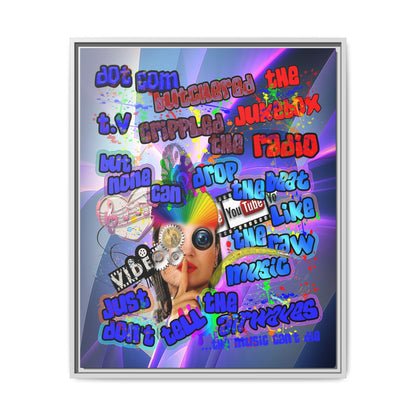 drop the beat - framed canvas art (grey-pink wave)