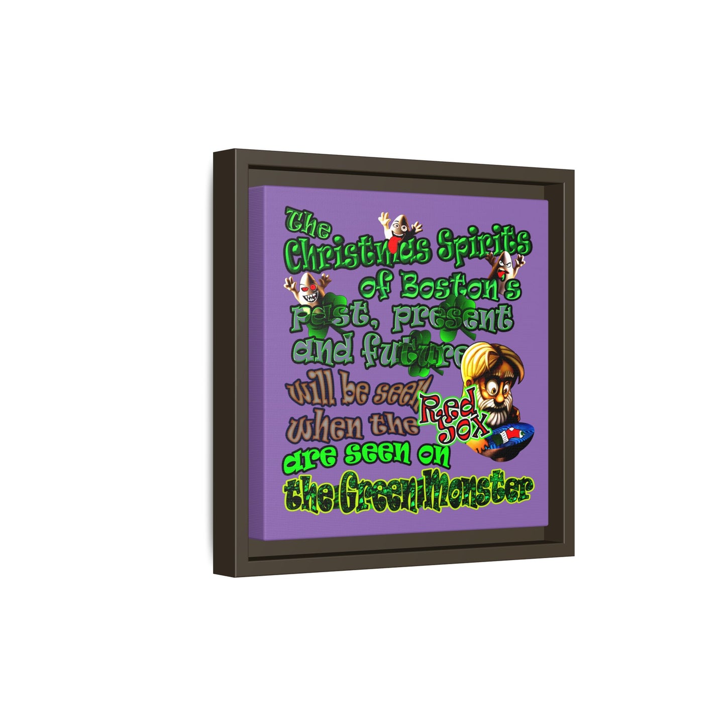 christmas spirits of boston - framed canvas art (light purple)