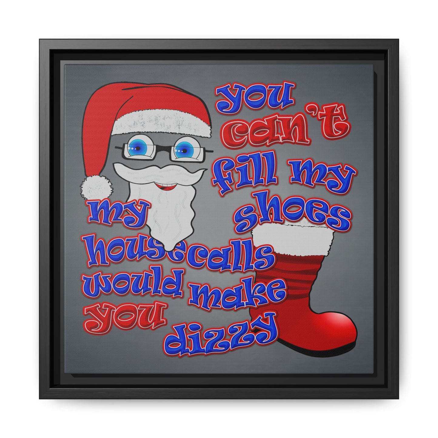 santa's shoes - framed canvas art (grey-light grey)