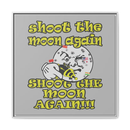 shoot the moon again - framed canvas art (light grey)
