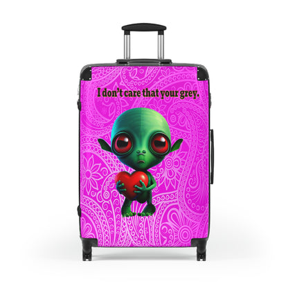 I don't care that your grey - Suitcase (pink swirl)