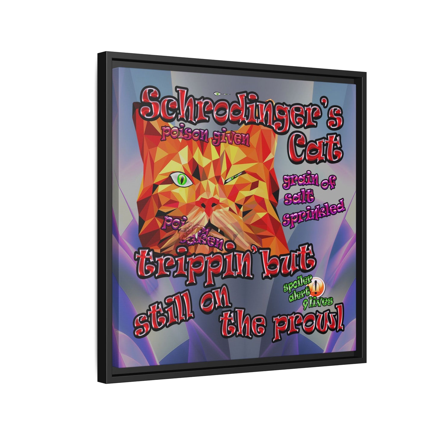 schrodinger's cat - framed canvas art (grey-pink wave)