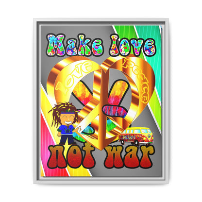 love peace - framed canvas art (rainbow split)