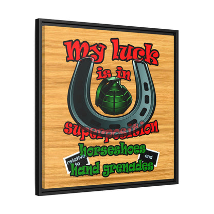 my luck - framed canvas art (butterscotch wood finish)