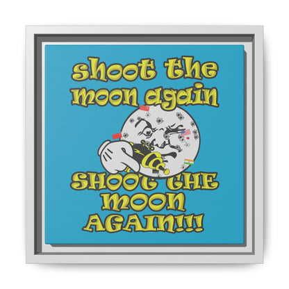 shoot the moon again - framed canvas art (turquoise)