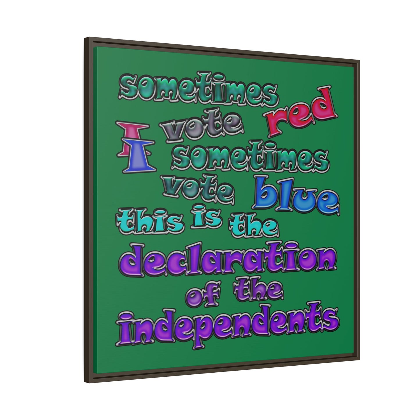 declaration of the independents - framed canvas art (dark green)