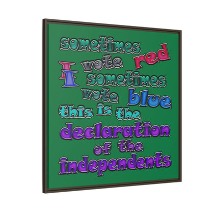 declaration of the independents - framed canvas art (dark green)
