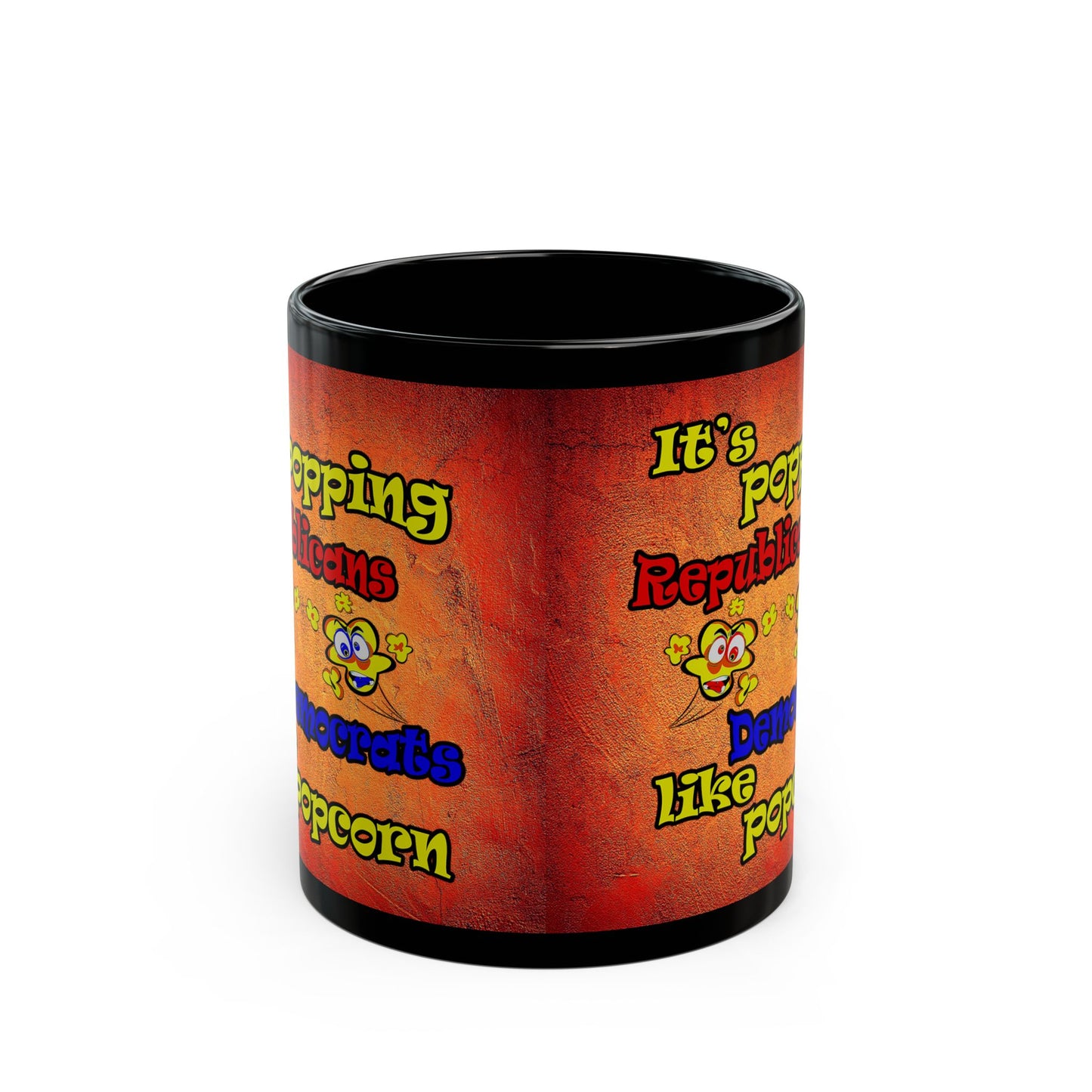 popping like popcorn - Black Mug (burnt orange)