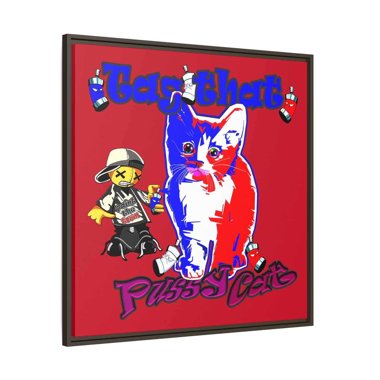 tag that - framed canvas art (dark red)