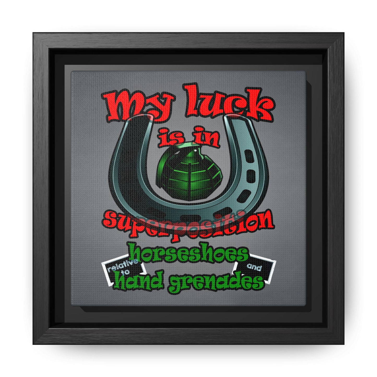 my luck - framed canvas art (grey-light grey)