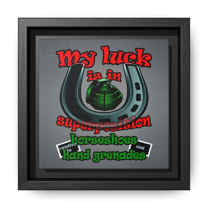 my luck - framed canvas art (grey-light grey)