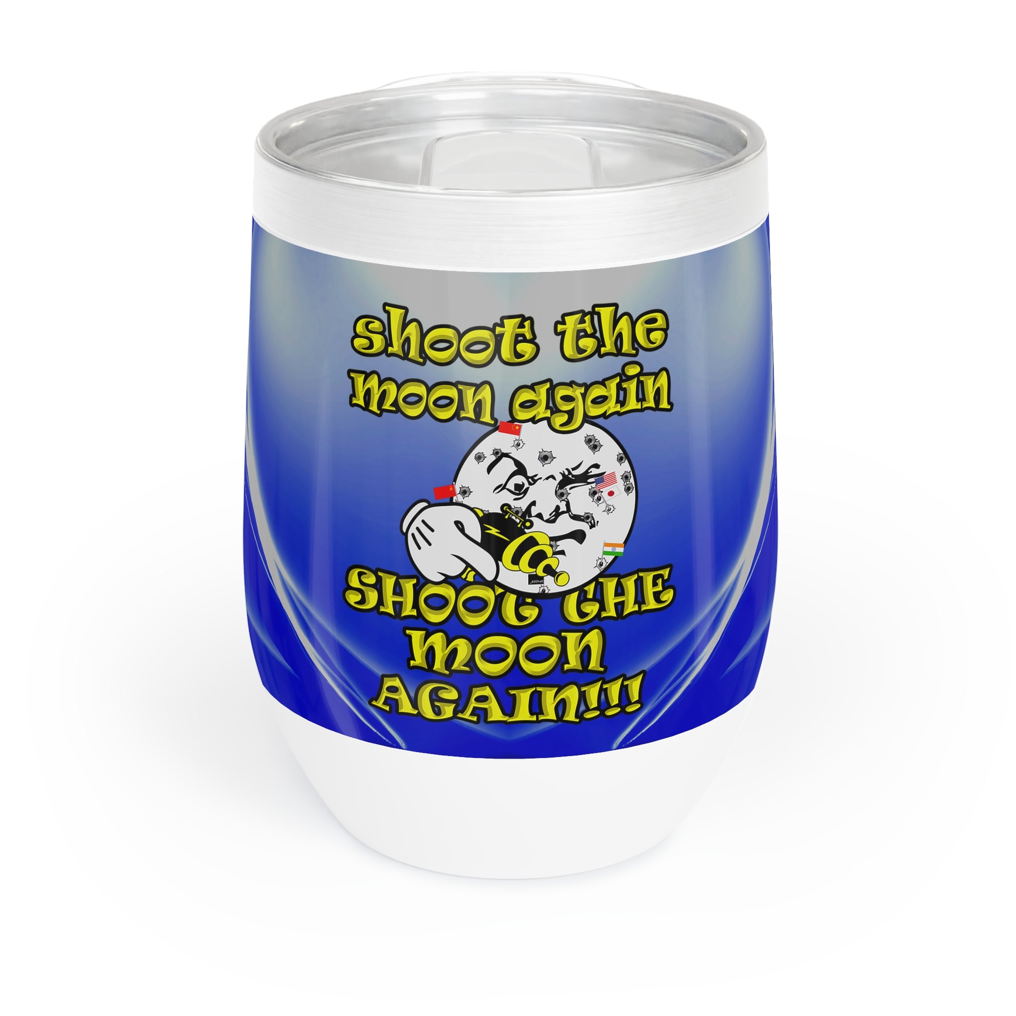 shoot the moon again - Chill Wine Tumbler (blue-white wave)