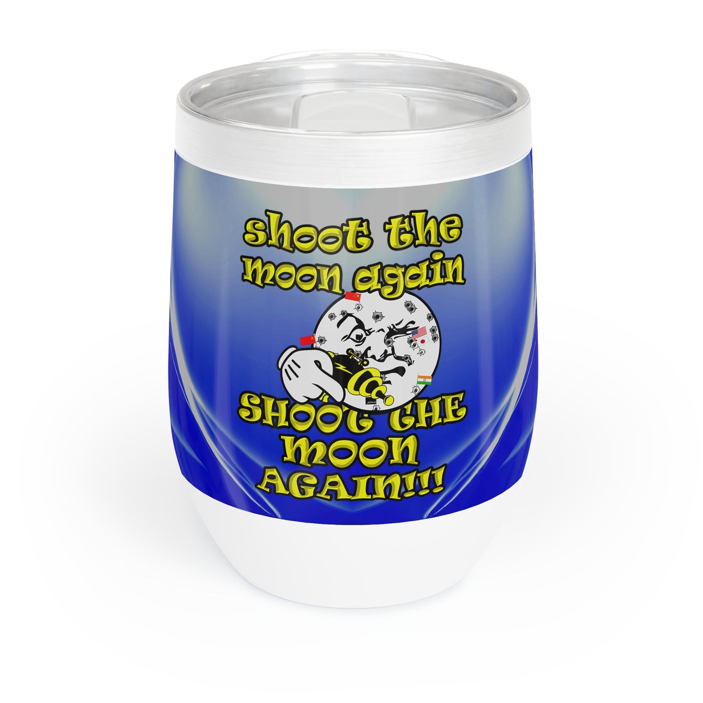 shoot the moon again - Chill Wine Tumbler (blue-white wave)