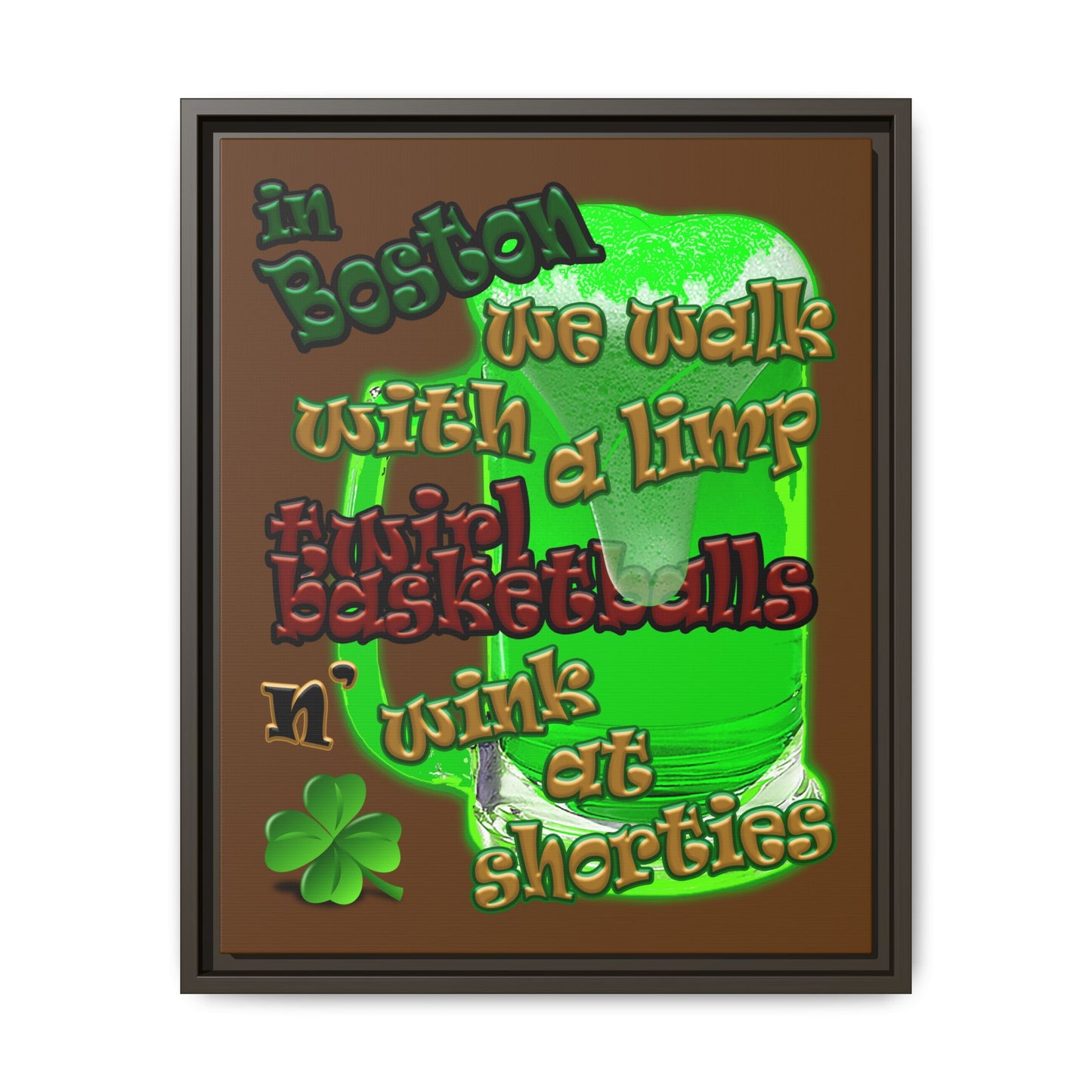 celtics logo - framed canvas art (brown)