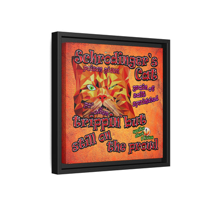 schrodinger's cat - framed canvas art (burnt orange)