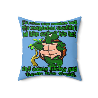 turtle race - Spun Polyester Square Pillow - (light blue)