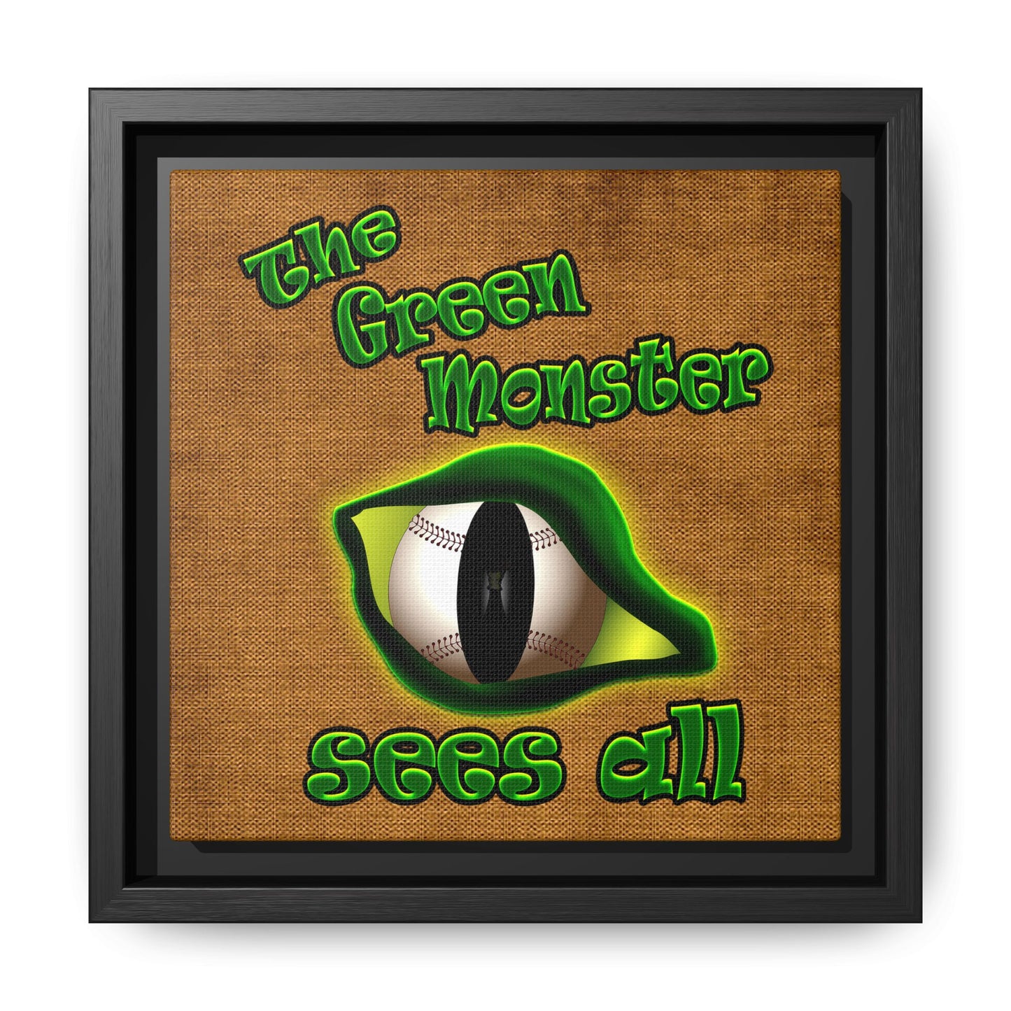 green monster - framed canvas art (brown papyrus)
