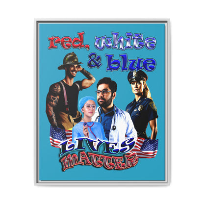 rw&b lives matter - framed canvas art (turquoise)