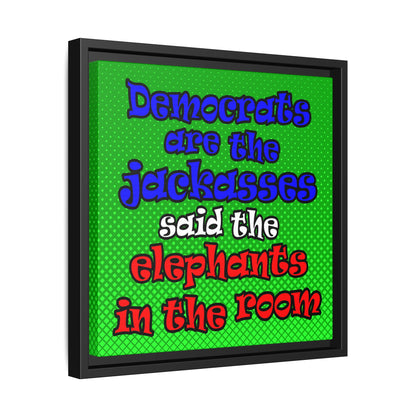 donkeys and elephants - framed canvas art (logo green)
