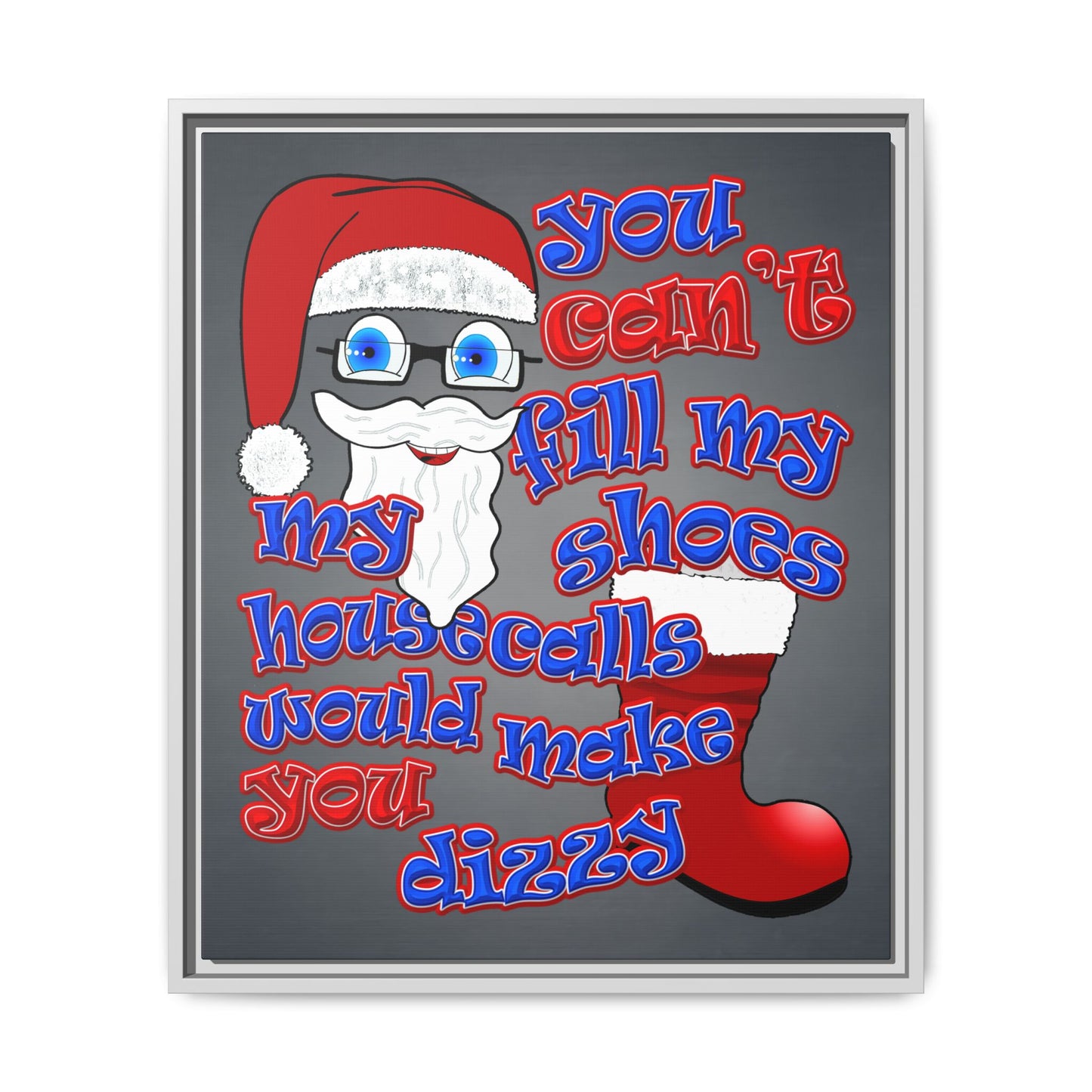 santa's shoes - framed canvas art (grey-light grey)