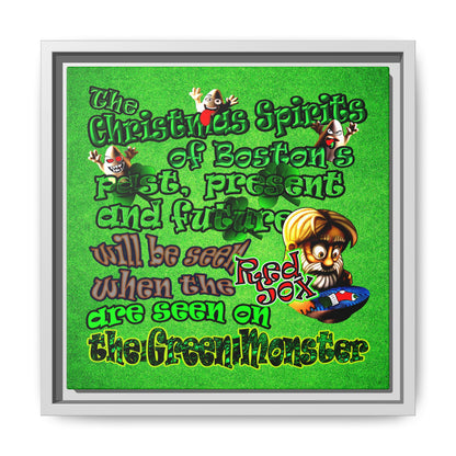 christmas spirits of boston - framed canvas art (green turf)