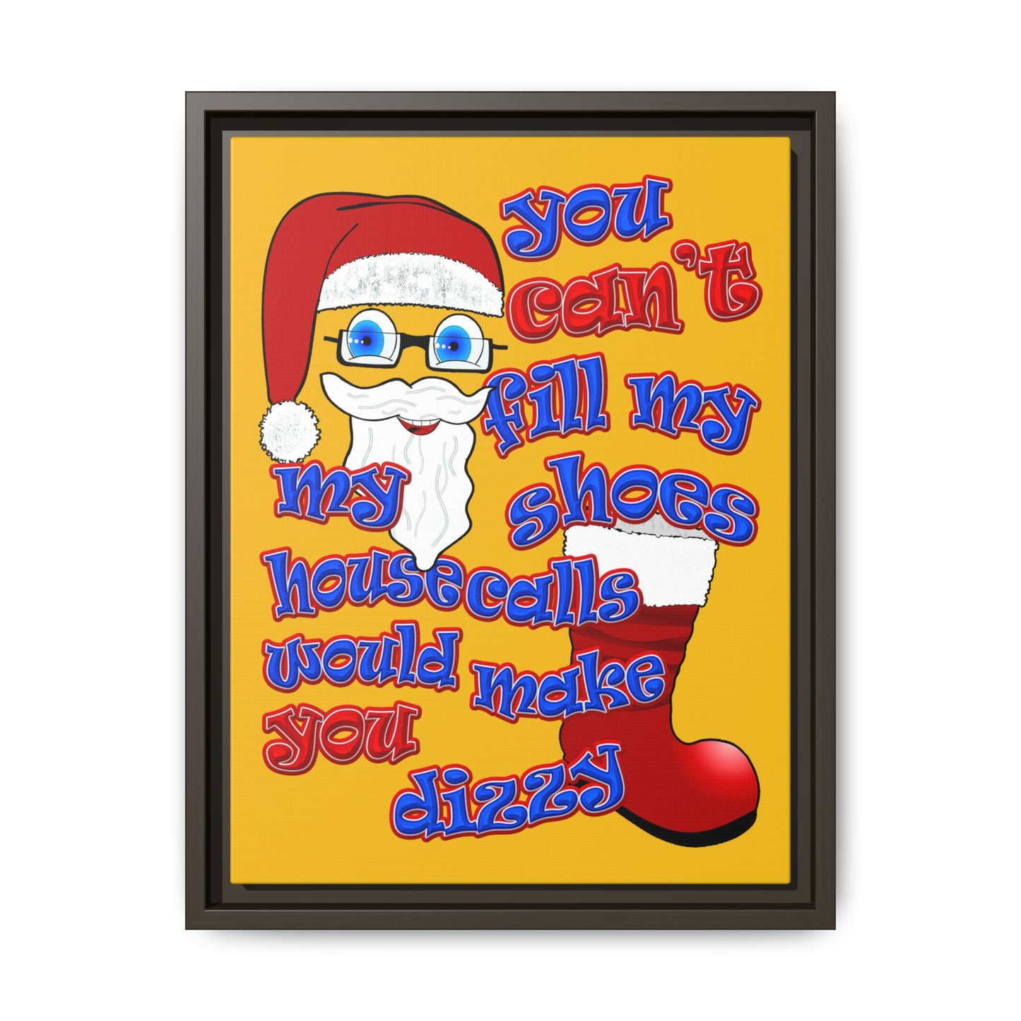 santa's shoes - framed canvas art (yellow)