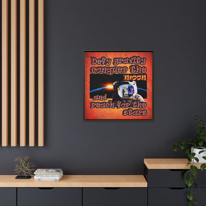 defy conquer reach - framed canvas art (burnt orange)