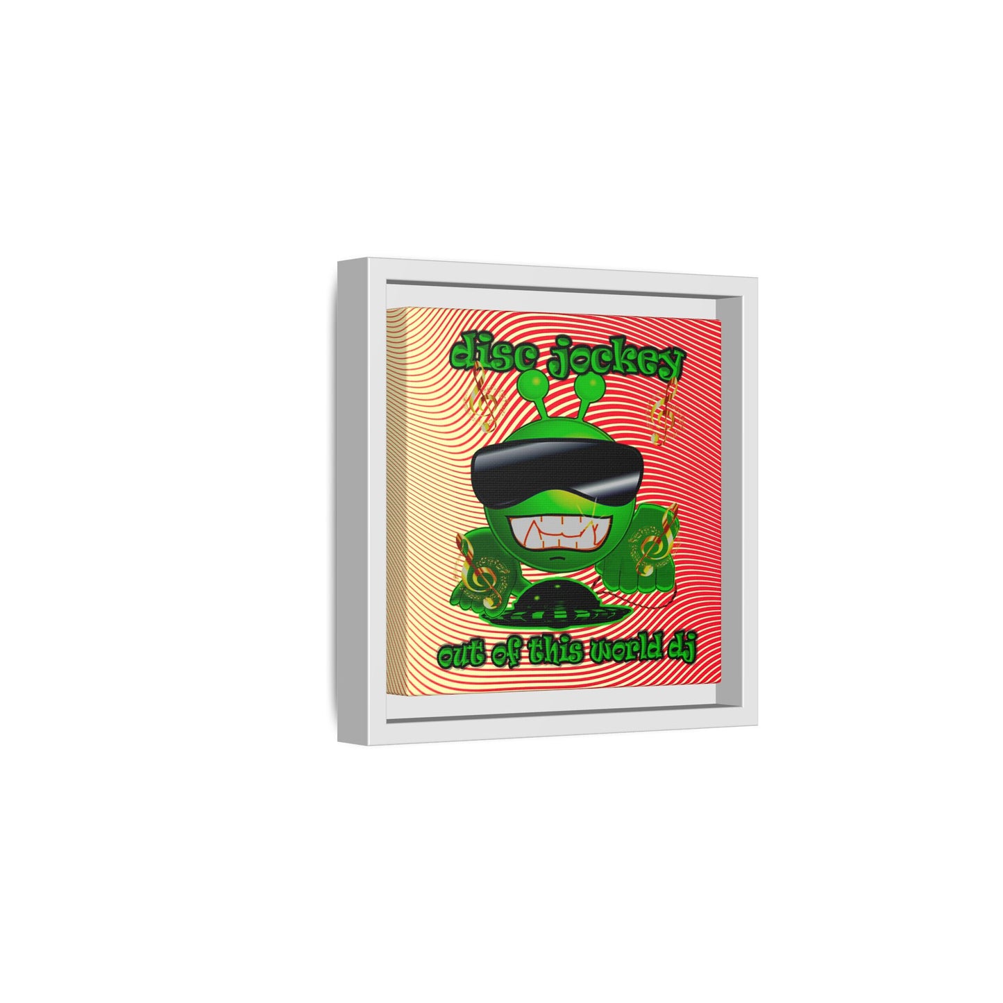 disc jockey - framed canvas art (yellow-orange wave)