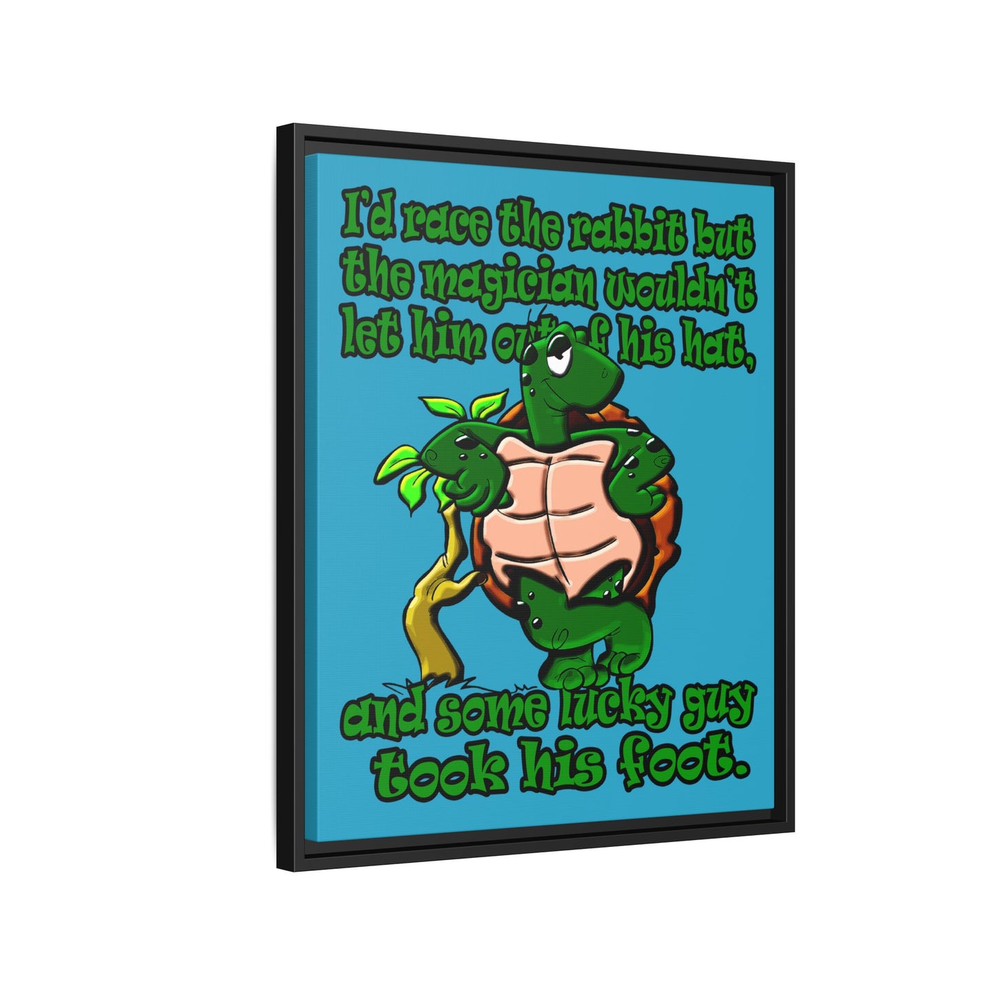 turtle race - framed canvas art (turquoise)