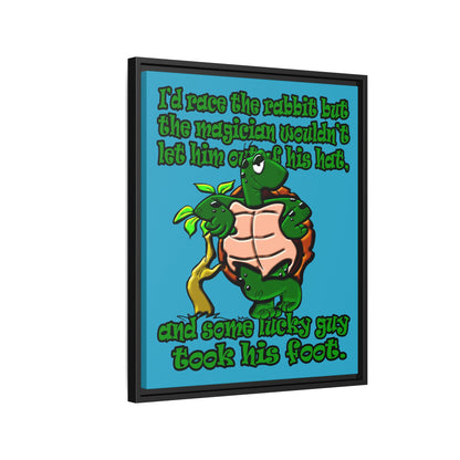 turtle race - framed canvas art (turquoise)
