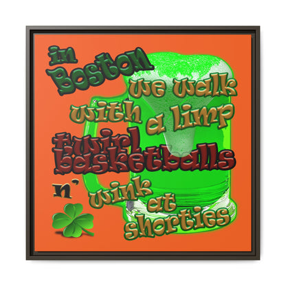 celtics logo - framed canvas art (orange)