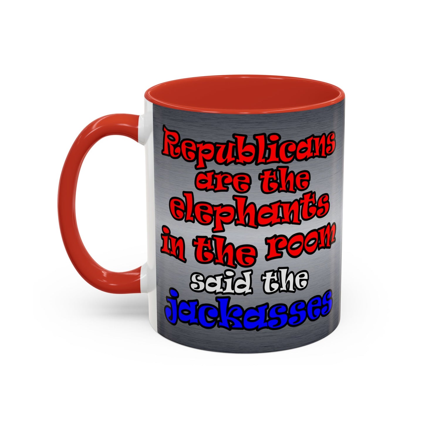 donkeys and elephants - Accent Mug (brushed nickel)