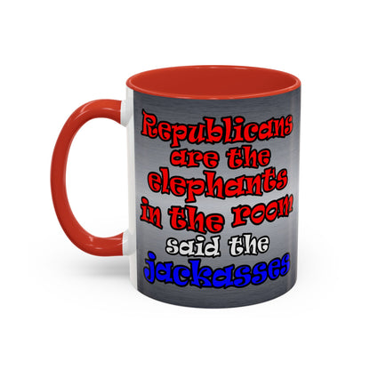 donkeys and elephants - Accent Mug (brushed nickel)