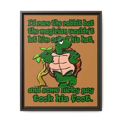 turtle race - framed canvas art (light brown)