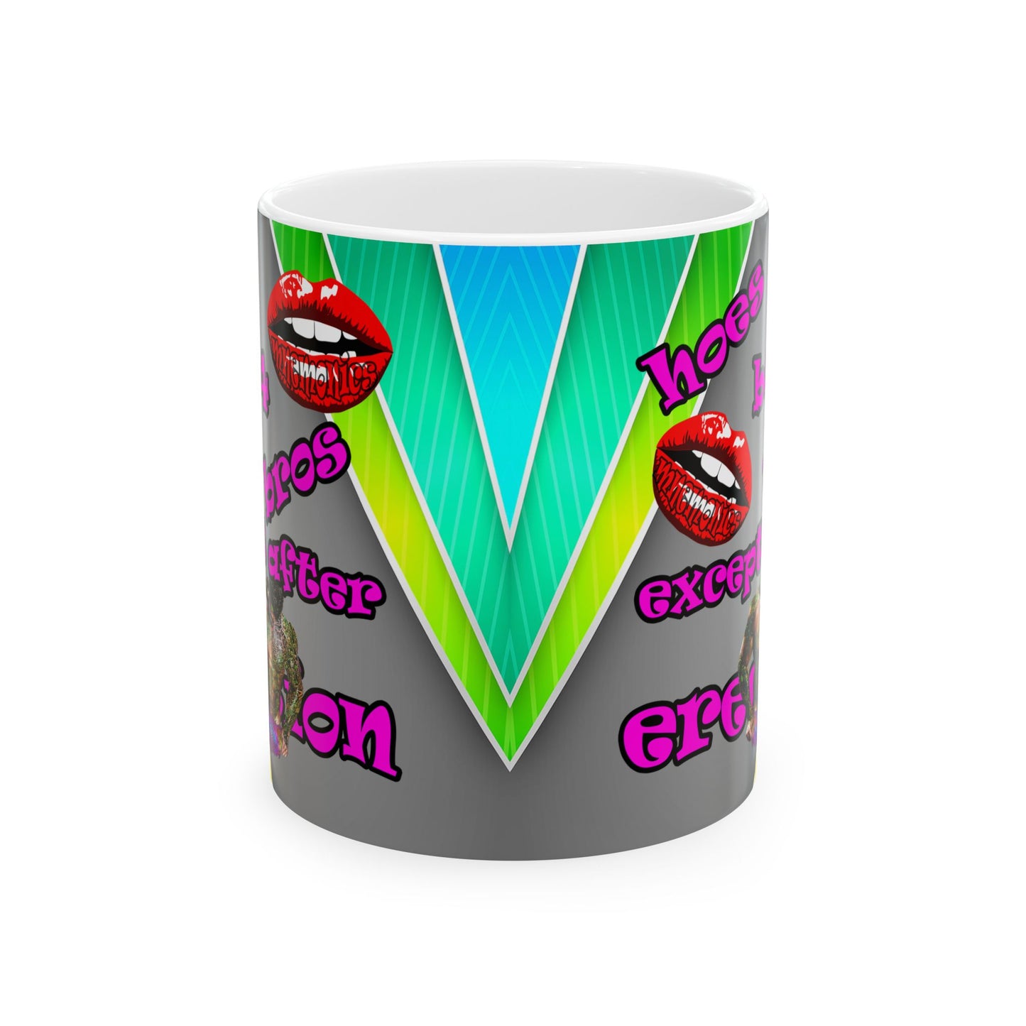 hoes b4 bros - White Mug (rainbow split)