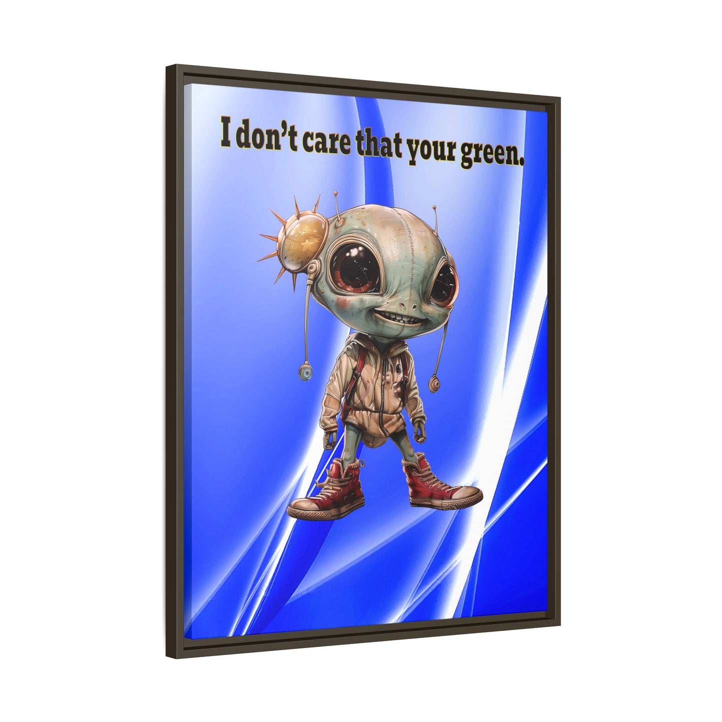 I don't care that your green - framed canvas art (blue-white wave)