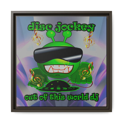 disc jockey - framed canvas art (grey-pink wave)