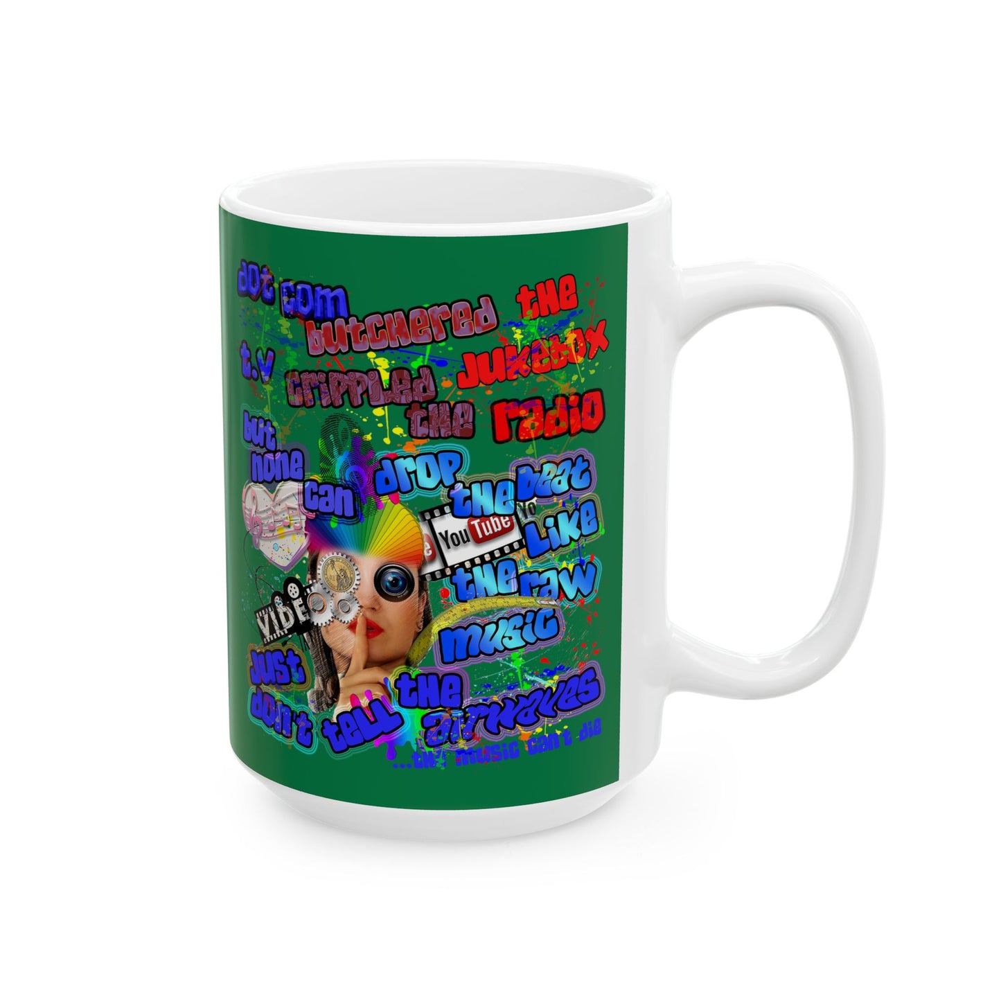drop the beat - White Mug (dark green)