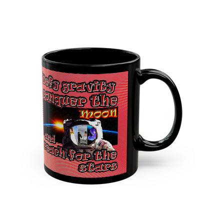 defy conquer reach - Black Mug (yellow-orange wave)